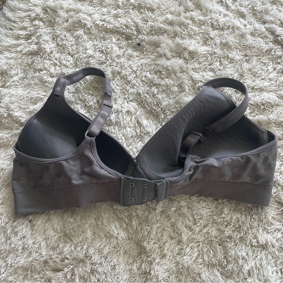 Gray Elastic Bralette Embroidered Polka Dots 34C - Picture 3 of 8